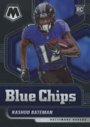 2021 Panini Mosaic Blue Chips Rashod Bateman #9 card