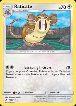 Unbroken Bonds Raticate #144 card