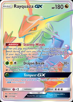 2018 Celestial Storm Rayquaza-GX #177 card
