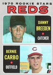 1970 Topps Base Set Reds 1970 Rookie Stars (Danny Breeden / Bernie Carbo) #36 card