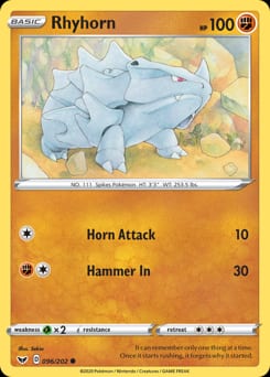 Sword & Shield Rhyhorn #96 card