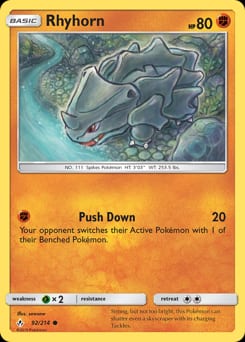 Unbroken Bonds Rhyhorn #92 card