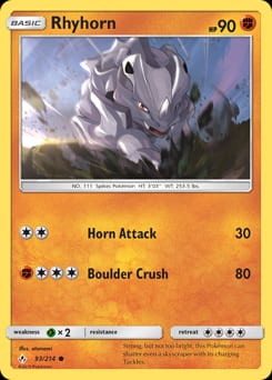 Unbroken Bonds Rhyhorn #93 card