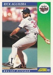 1992 Score Base Set Rick Aguilera #42 card