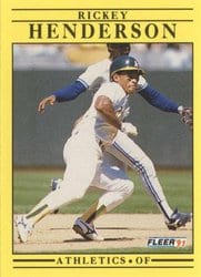 1991 Fleer Base Set Rickey Henderson #10 card