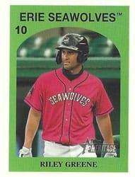2021 Topps Heritage Minor League 1972 Topps Venezuela Stamp Cards Riley Greene #72TVS-10 card