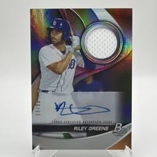 2022 Bowman Platinum Pieces Autograph Relics Riley Greene #PPAR-RG card