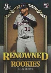 2023 Bowman Platinum Renowned Rookies Riley Greene #RR-4 card
