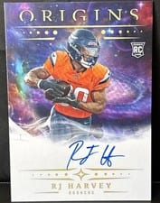 2025 Panini Origins Rookie Autographs RJ Harvey #20 card