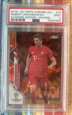 2019 Topps Chrome UEFA Champions League Sapphire Robert Lewandowski Orange #73 card