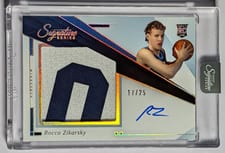 2025-26 Panini Signature Series Rookie Patch Autographs Rocco Zikarsky #20 card