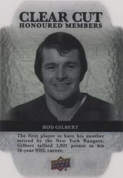 2022-23 Upper Deck Clear Cut Honoured Members Rod Gilbert #HOF-112 card