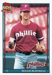 1991 Topps Base Set Roger McDowell #43 card