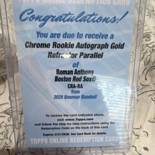 2025 Bowman Chrome Auto Relics Roman Anthony #BCAR-RAN card