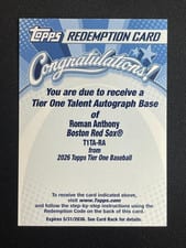 2026 Topps Tier One Tier One Talent Autographs Roman Anthony #T1TA-RA card