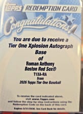 2026 Topps Tier One Tier One Xplosion Autographs Roman Anthony #T1XA-RA card