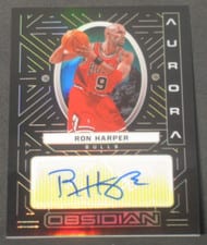2021-22 Panini Obsidian Aurora Autographs Ron Harper #AUR-RON card