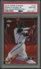 2018 Topps Chrome Ronald Acuna Jr. Red Refractor #193 card