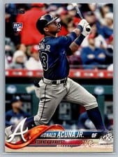 2018 Topps Update Ronald Acuna Jr. Bat In Blue Jersey #US250 card