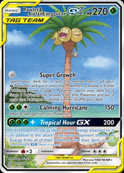 Unified Minds Rowlet & Alolan Exeggutor-GX #215 card