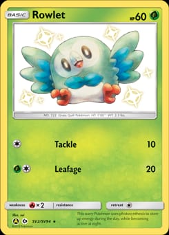 Hidden Fates Shiny Vault Rowlet #SV2 card