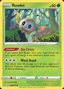 Shining Fates Rowlet #6 card