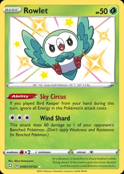 Shining Fates Shiny Vault Rowlet #SV001 card