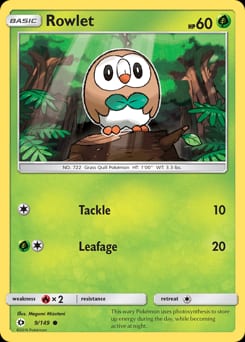 Sun & Moon Rowlet #9 card