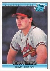 1992 Donruss Base Set Ryan Klesko #13 card