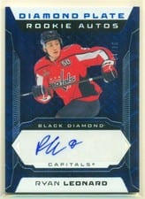 Ryan Leonard 2025-26 Upper Deck Black Diamond Diamond Plate Rookie Auto card