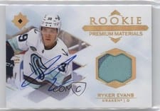 2023-24 Upper Deck Ultimate Collection Rookie Signature Premium Materials Ryker Evans #RSM-RE card