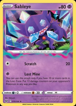 Lost Origin Sableye #70 card