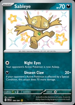 Paldean Fates Sableye #184 card