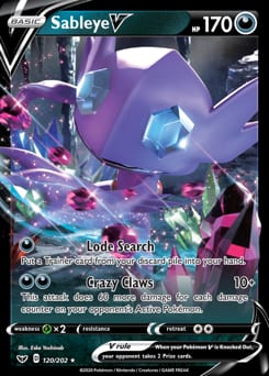 2020 Sword & Shield Sableye V #120 card