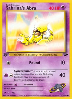 2000 Gym Challenge Sabrina's Abra #93 card
