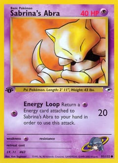 2000 Gym Heroes Sabrina's Abra #91 card