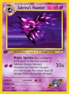 2000 Gym Heroes Sabrina's Haunter #58 card