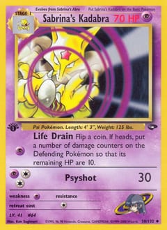 Gym Challenge Sabrina's Kadabra #58 card