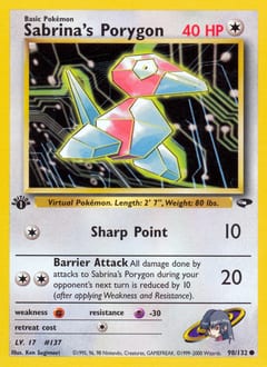 Gym Challenge Sabrina's Porygon #98 card