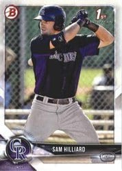 2018 Bowman Prospects Sam Hilliard #BP13 card