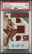 2022 Panini XR Rookie Triple Swatch Autographs Sam Howell #205 card