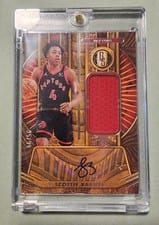 2021-22 Panini Chronicles Gold Standard Rookie Jersey Autographs Scottie Barnes #GSJ-SBA card