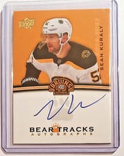 2023-24 Upper Deck Boston Bruins Centennial Bear Tracks Autographs Sean Kuraly #BT-SE card