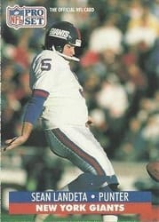 1991 Pro Set Base Set Sean Landeta #598 card