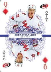 2022-23 O-Pee-Chee Playing Cards Sebastian Aho #Q-DIAMONDS card