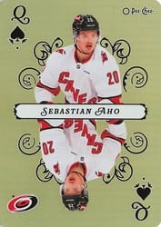 2025-26 O-Pee-Chee Playing Cards Sebastian Aho #Q-SPADES card