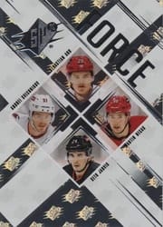 2024-25 SPx Force Sebastian Aho/Andrei Svechnikov/Martin Necas/Seth Jarvis #SF-ASNJ card