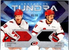 2025-26 Upper Deck Artifacts Tundra Teammates Duos Sebastian Aho/Seth Jarvis #T2-AJ card