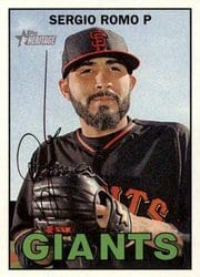 2016 Topps Heritage Base Set Sergio Romo #232 card