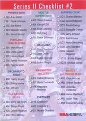 1993-94 Hoops Base Set Series II Checklist #2: 390-421 and Inserts #420 card
